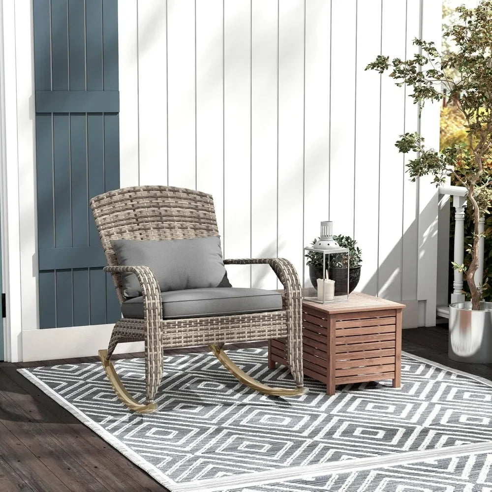 Outdoor, Patio Rattan Rocker Chair