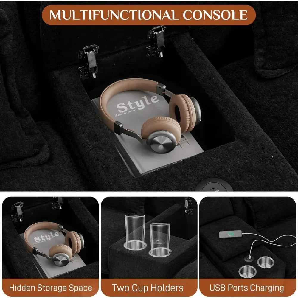 Comfy Black Sectional Couches for Living Room