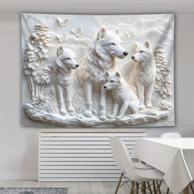 Harmonious Wolves 3D Wall Hanging Tapestry