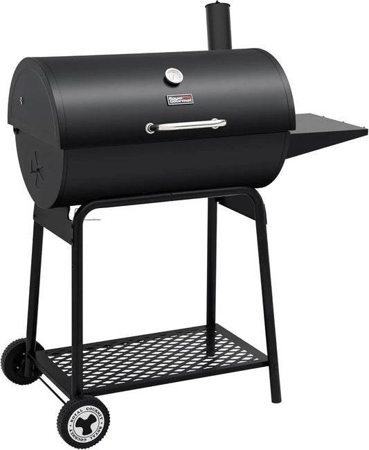 Barrel Charcoal Grill with Side Table