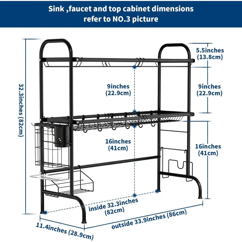 Stainless Steel 2 Tier Over The Sink Dish Drainer