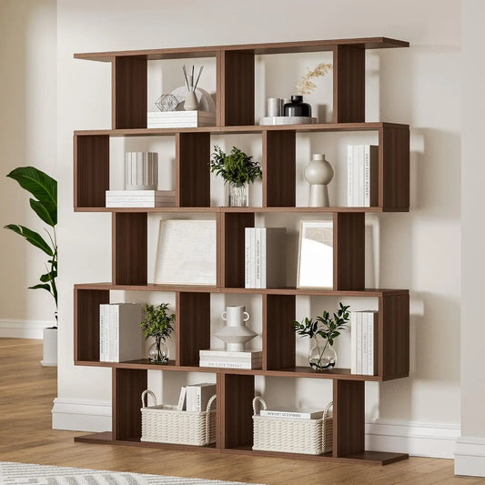 Black 5-Tier Geometric Bookcase,