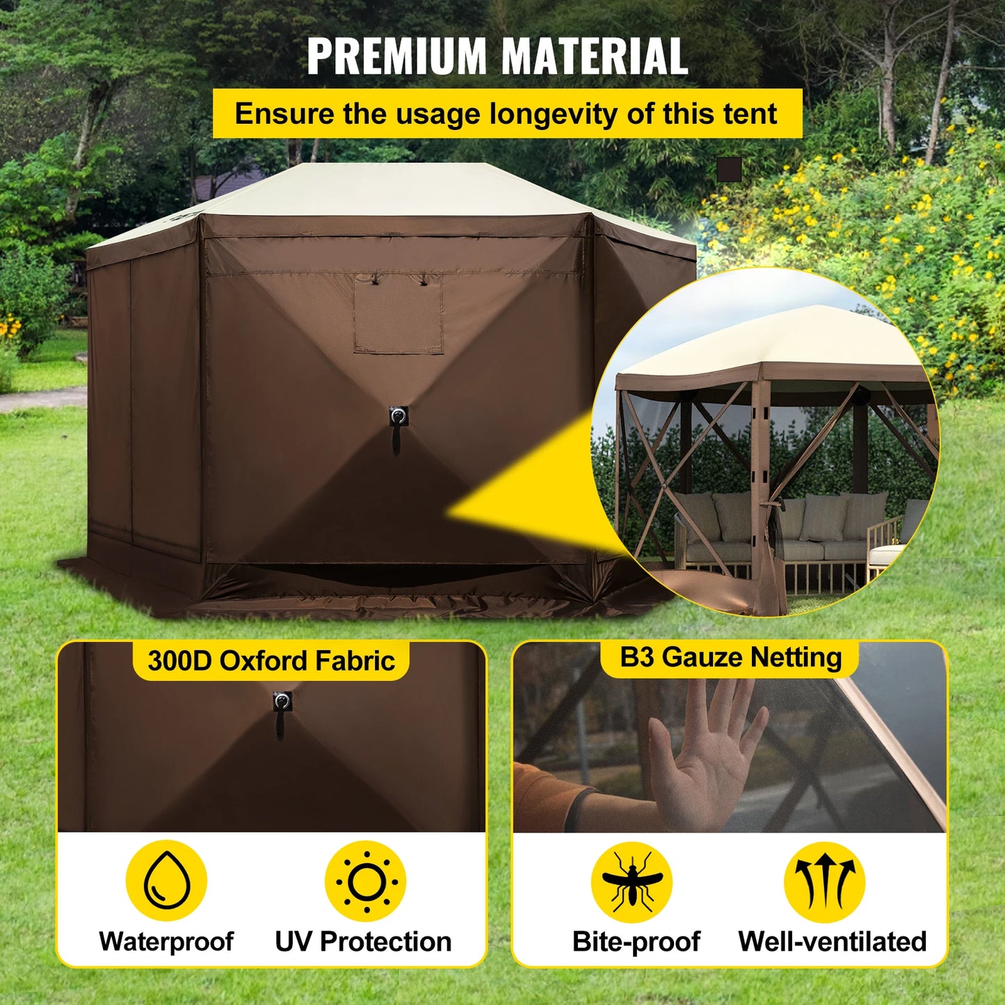 12' x 12' / 10' x 10' Sun Shade Tents & Canopies Camping & Hiking