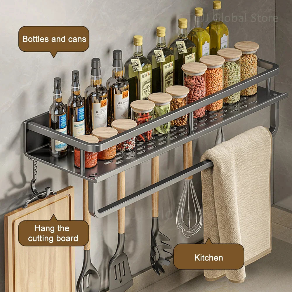 Wall Mounted Spice Rack No Drilling Kitchen Spice Organizer