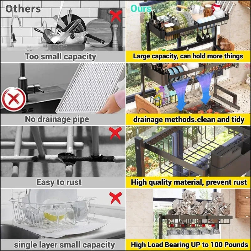 Through The Sink Dish Drying Rack (height/length Can Be Extended)
