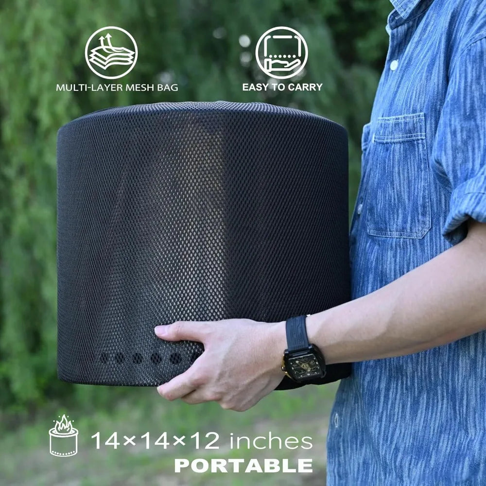 Stainless Wood Burning Fireplace with Grill and Removable Ash Pan