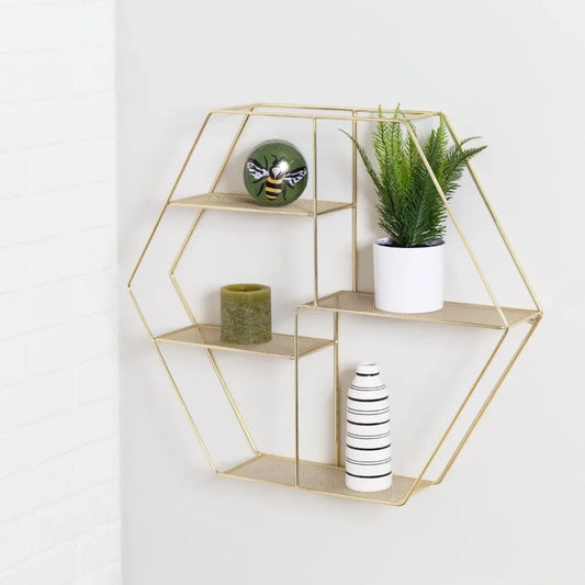 Geometric Accent Wall Shelf, Gold