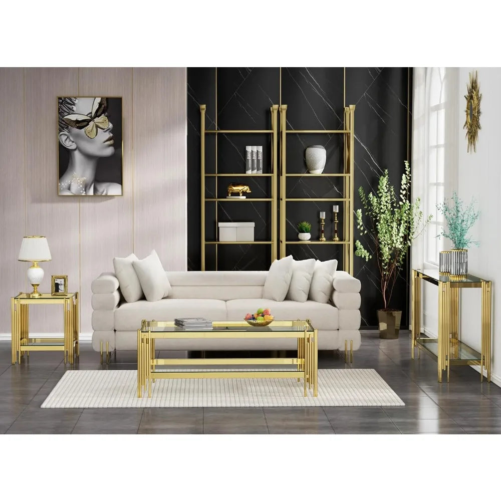 3-piece Living Room Set with 1 Console Table and Side Table Set