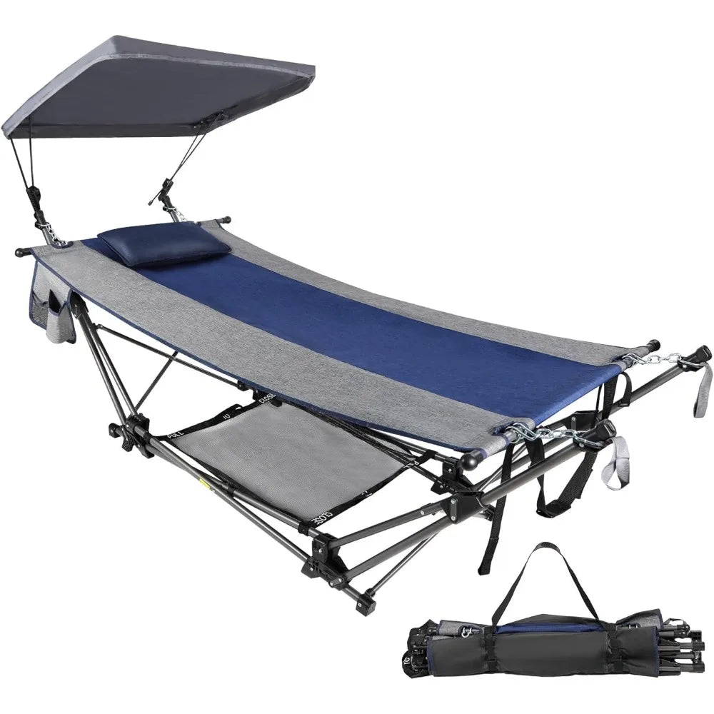 Folding Hammock with Removable Canopy and Pillow