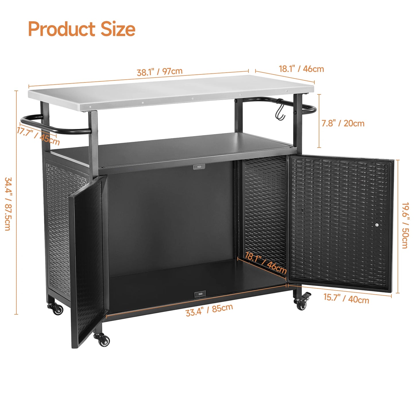 Outdoor Grill Cart with Storage Cabinet