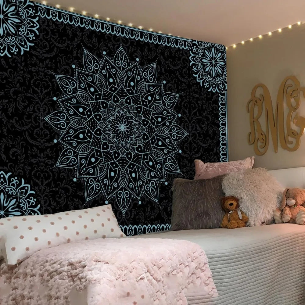 Simpkili Black Mandala Tapestry