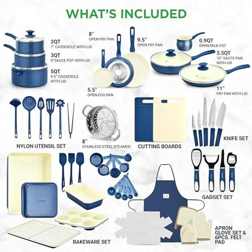 54 Piece Professional Ceramic Non-Stick Cookware Set