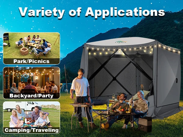 10x10ft, 5 Sided Portable Pop-up Canopy Shelter Tent with Mesh Windows