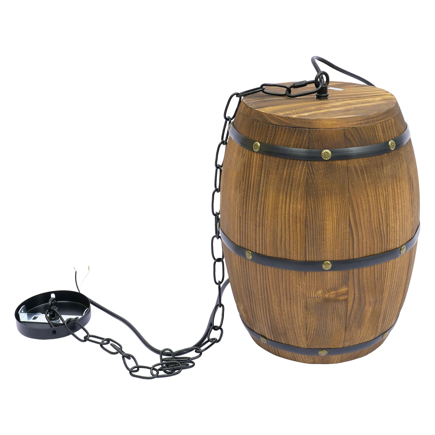 Industrial Wood Wine Barrel Chandelier Retro Ceiling Lamp