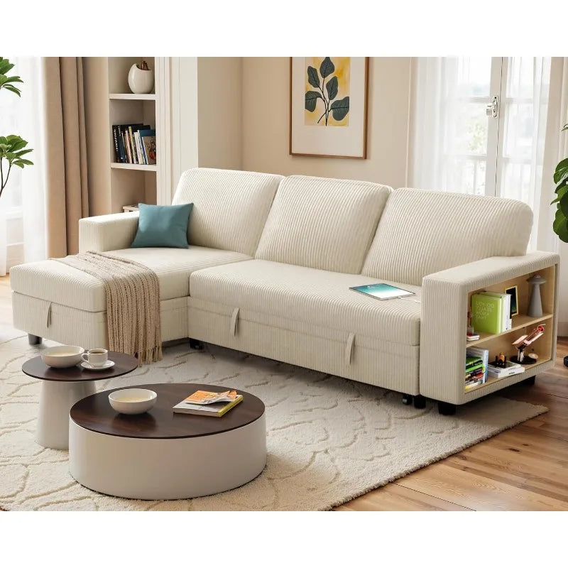 Convertible Sectional Couch for Living Room with Pull Out Sleeper