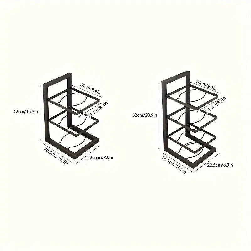 1pc Height Adjustable Three And Four Tier Pot Rack Storage