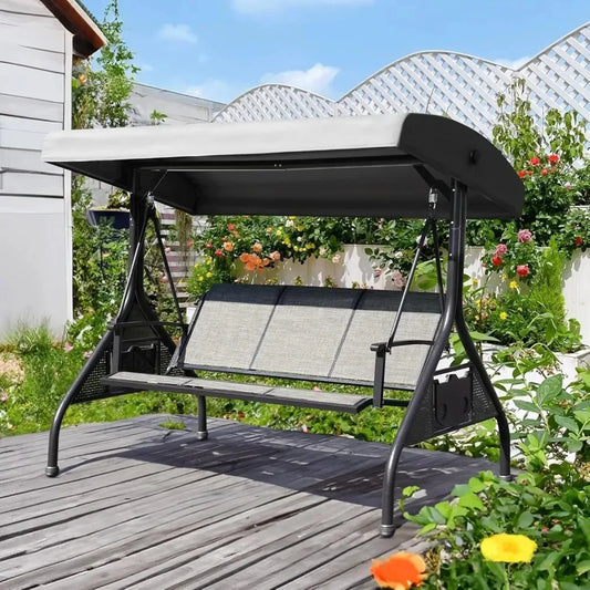 Outdoor Patio Swing with Adjustable Canopy