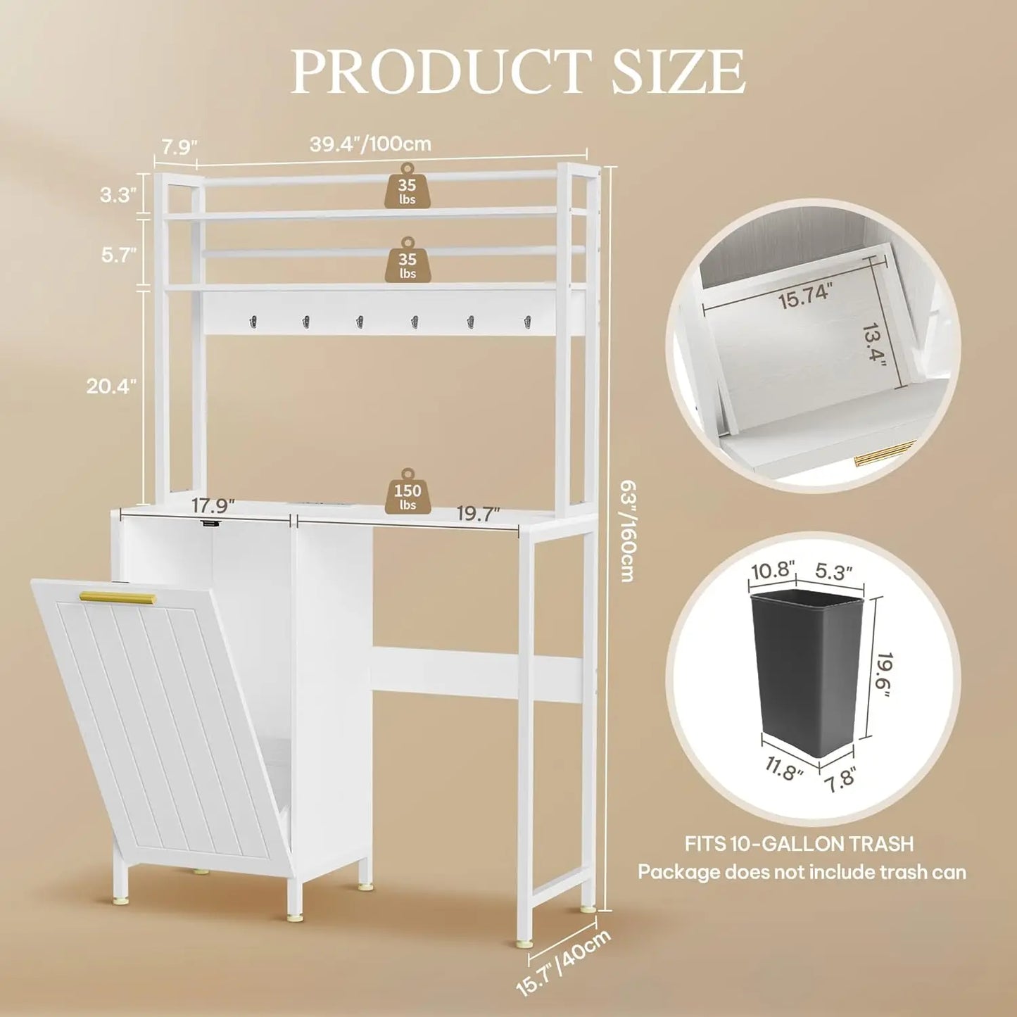 Mini Fridge Stand with Trash Can