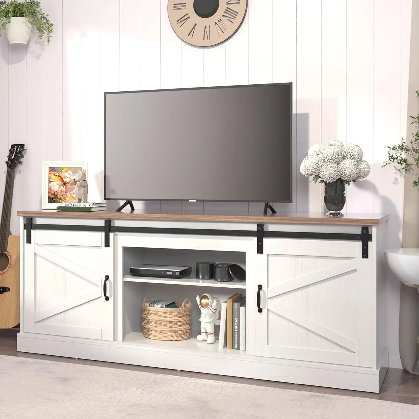 Fireplace TV Stand for Up To 75" TV, with 24" Fireplace