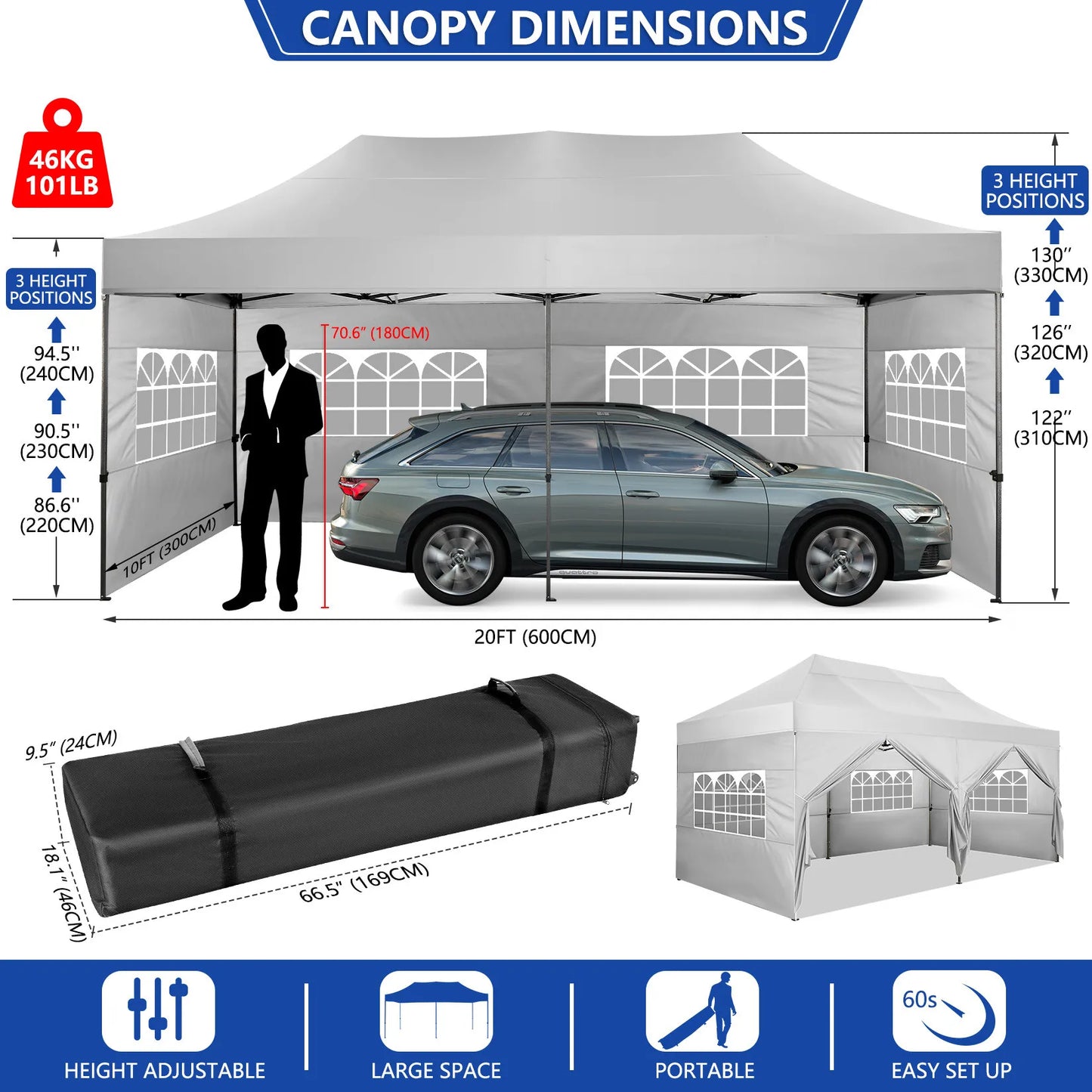 10x20 Heavy Duty Pop up Canopy Tent