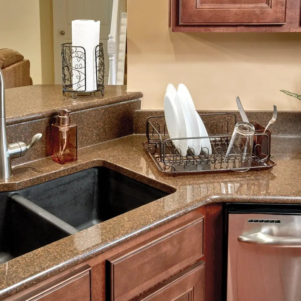 Stainless Steel Metal Sink Dish Drainer Plastic Tray