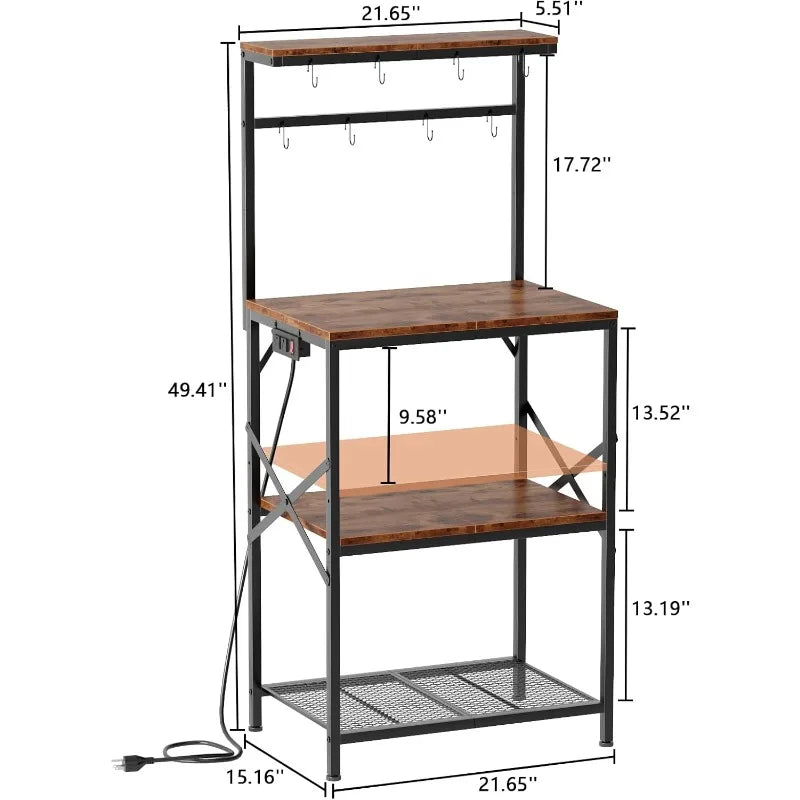 Kitchen Bakers Rack with Power Outlet