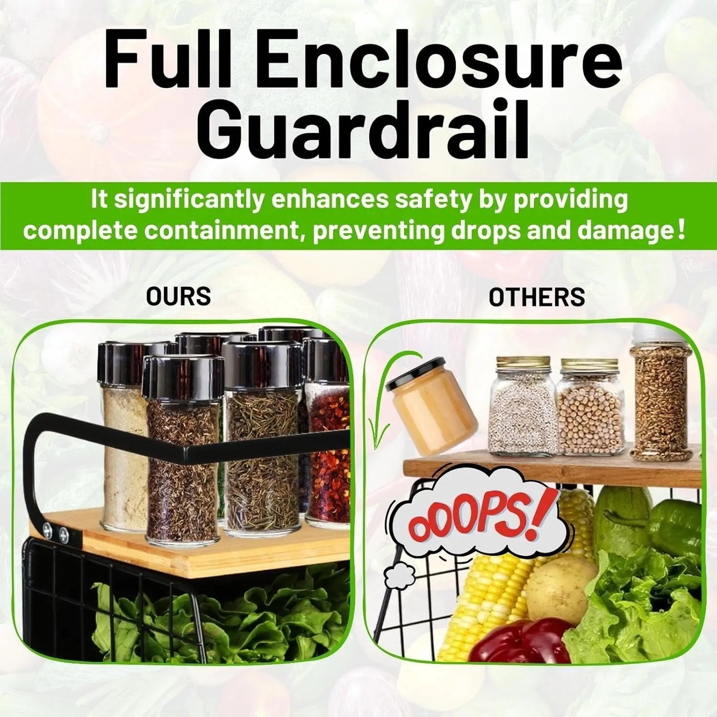 Magnetic Shelf for Refrigerator with Wood Lid