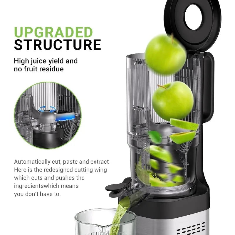 Cold Press Juicer,5 .2" Large Feed Chute for Whole Fruits & Vegetables,