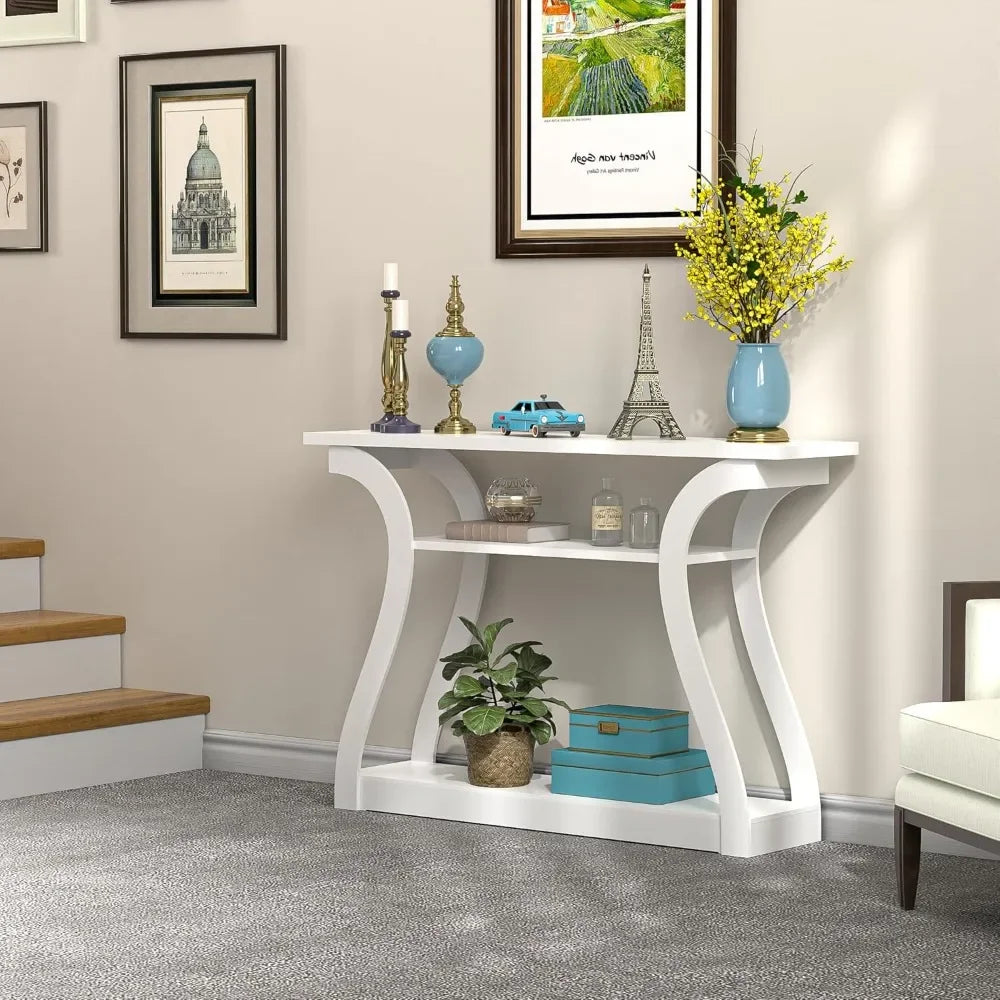 Console Table with 3 Tier Storage Shelves