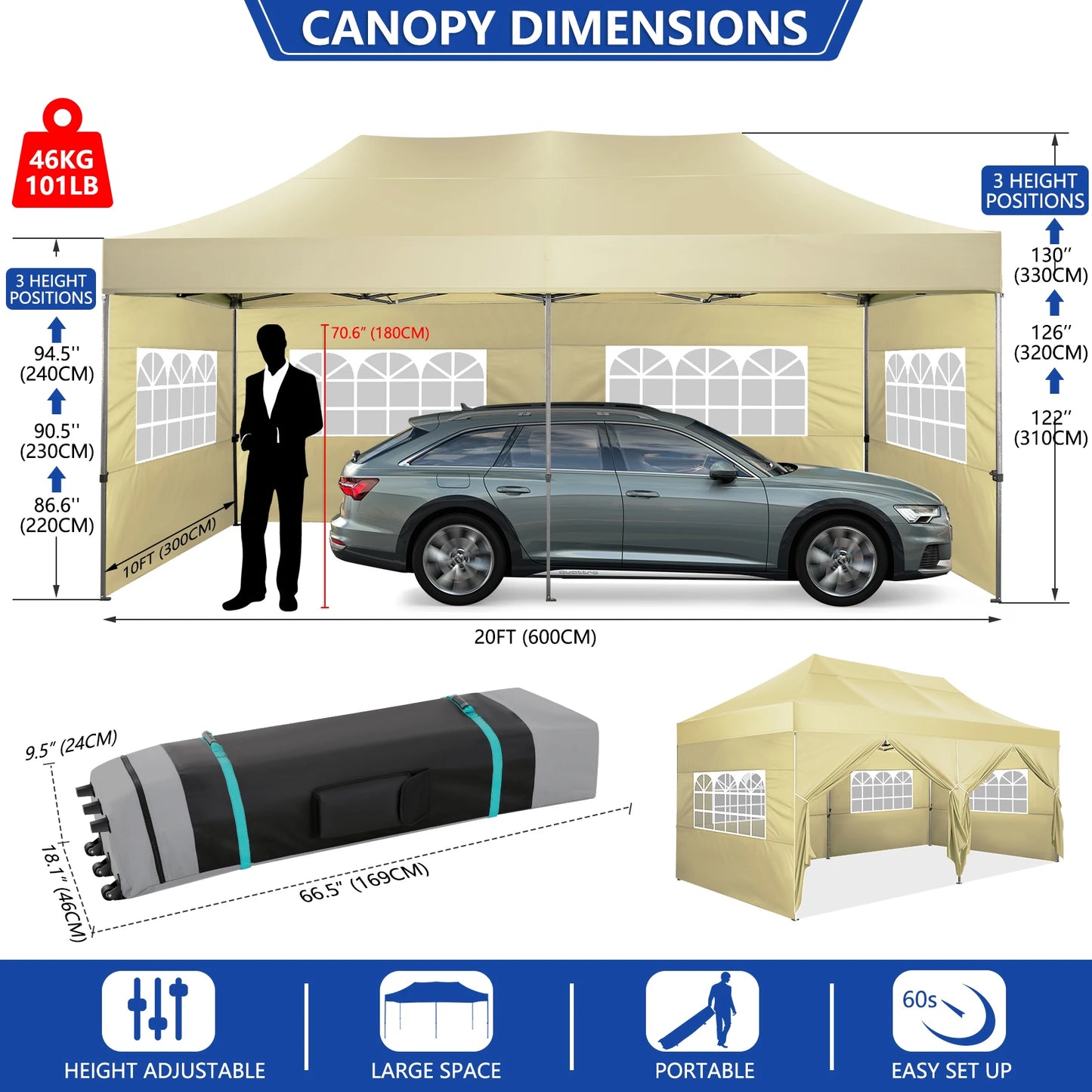 10x20 Heavy Duty Pop up Canopy Tent