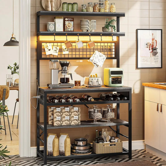 Bakers Rack with Power Outlet, 6-Tier