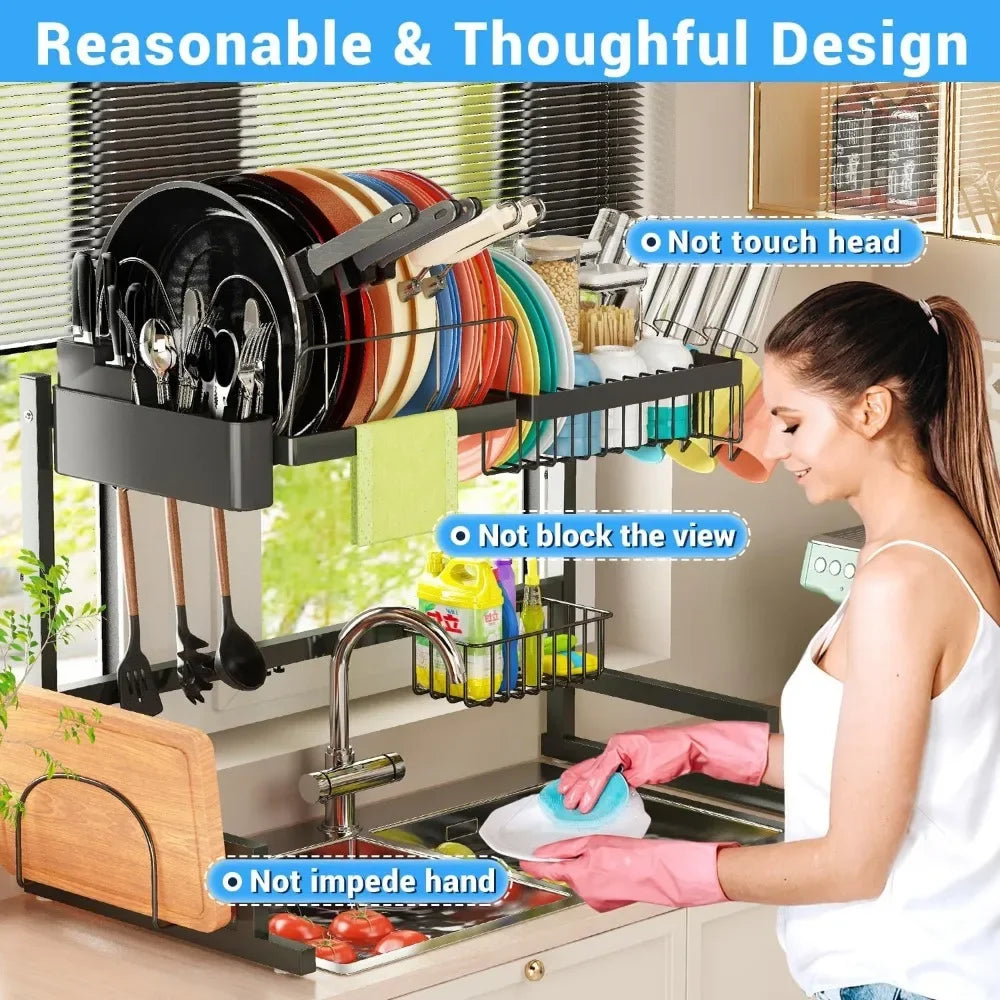 Over The Sink Dish Drying Rack (Adjustable Height/Length)