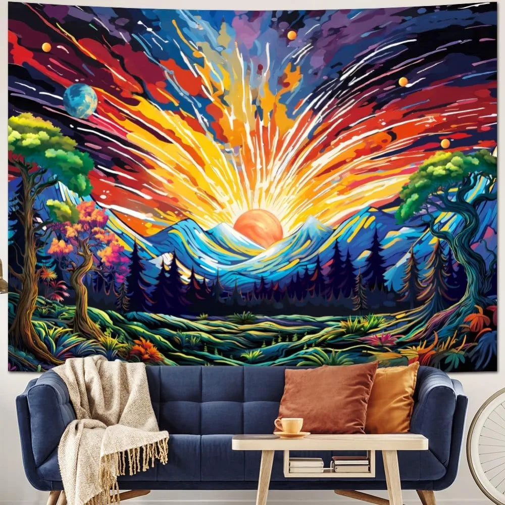 Wall art tapestry, Sun Hill natural landscape