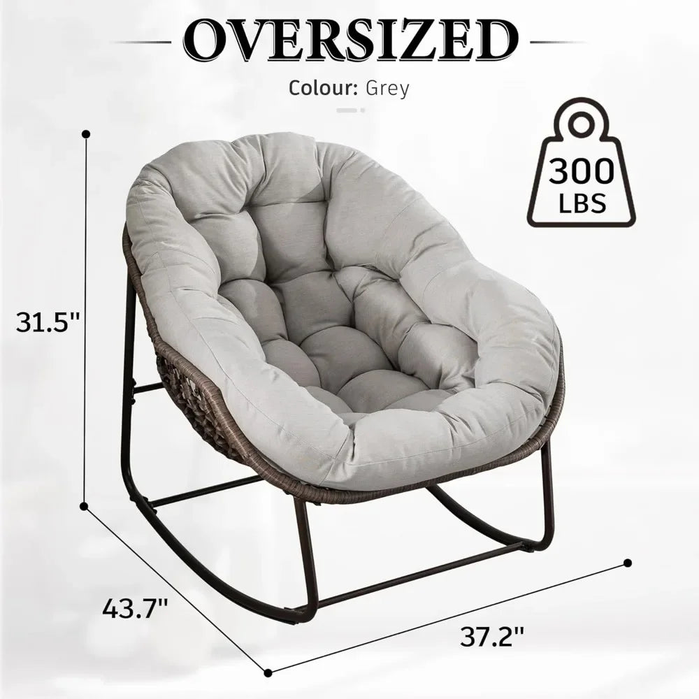 Oversized Rocking Papasan Chair with Thick Cushion