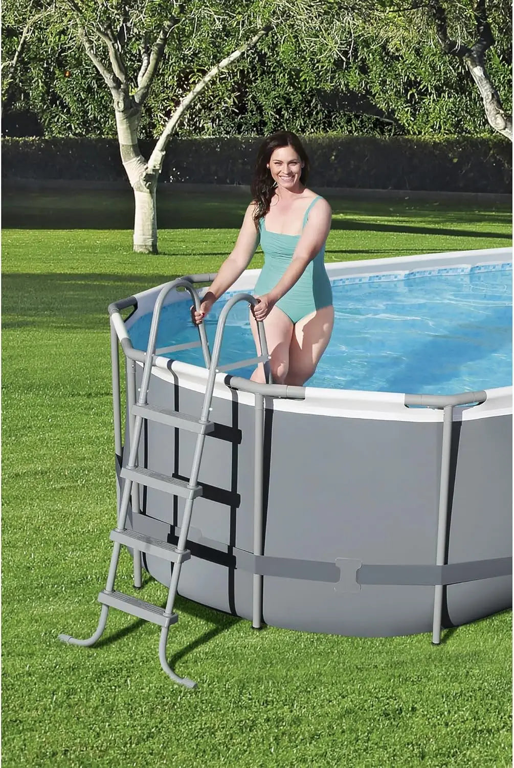 Oval Metal Frame Above Ground Outdoor Swimming Pool Set