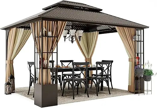 10 x12 Hardtop Gazebo, with Netting and Curtains