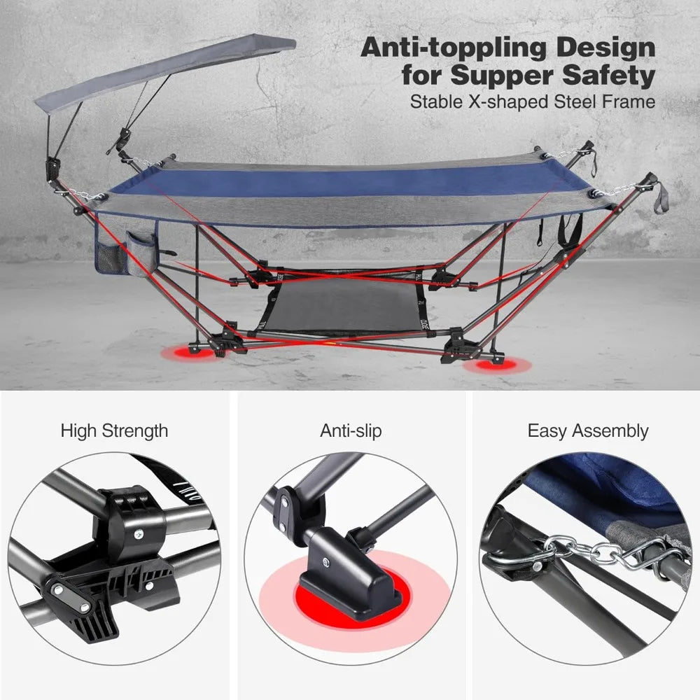 Folding Hammock with Removable Canopy and Pillow