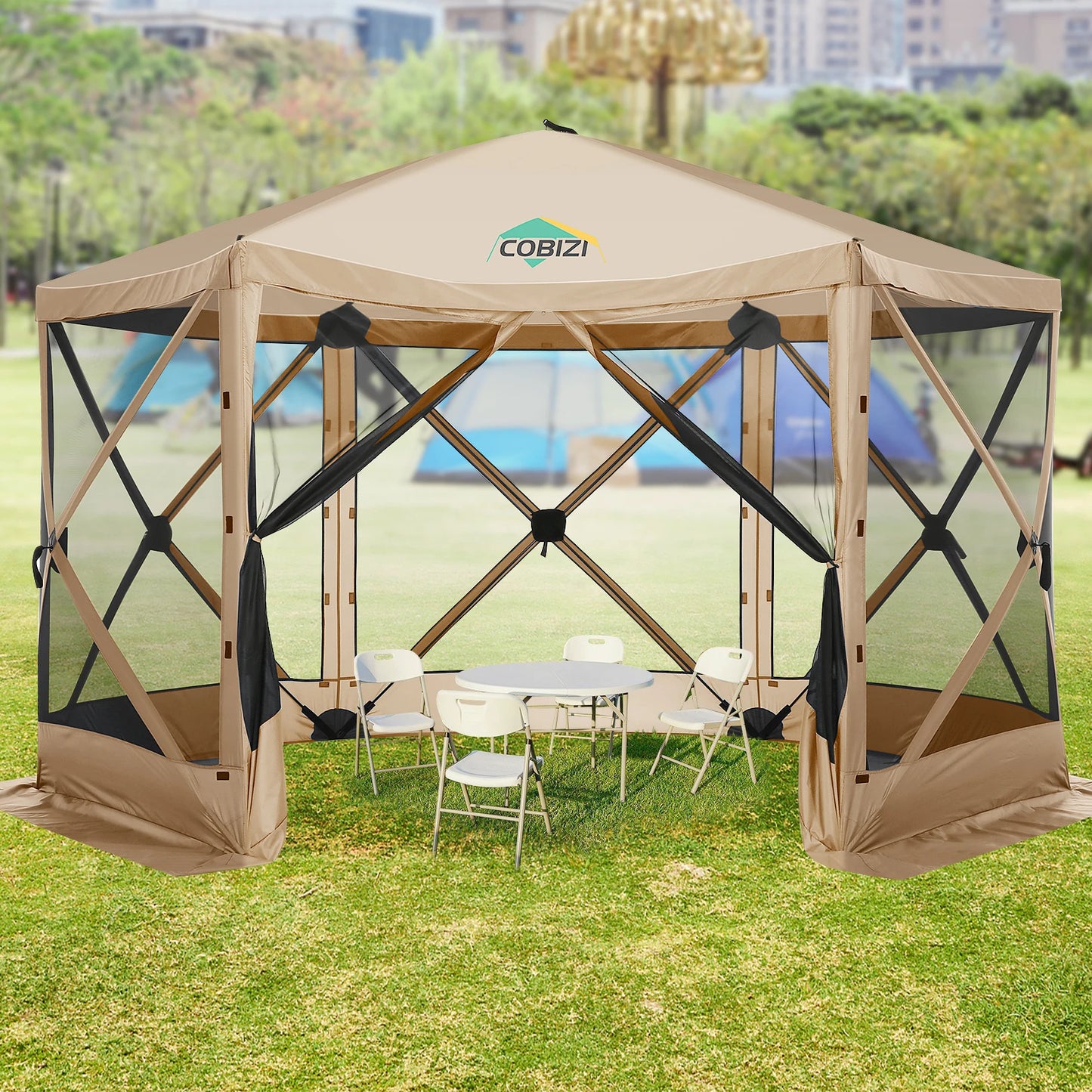 12x12ft Pop up Gazebo Screen House Tent with Mosquito Netting