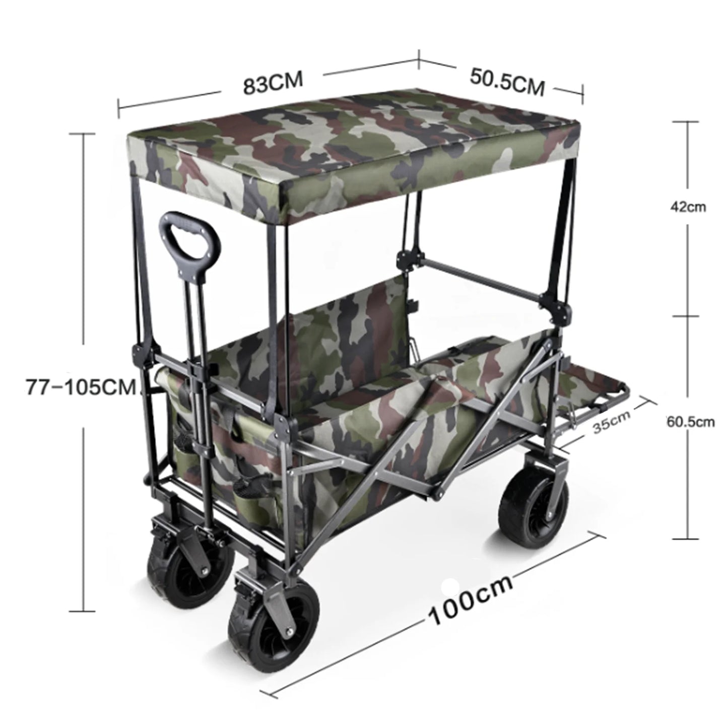 Duty Foldable Wagon Cart with 360° Rotating Wheels for All Terrain