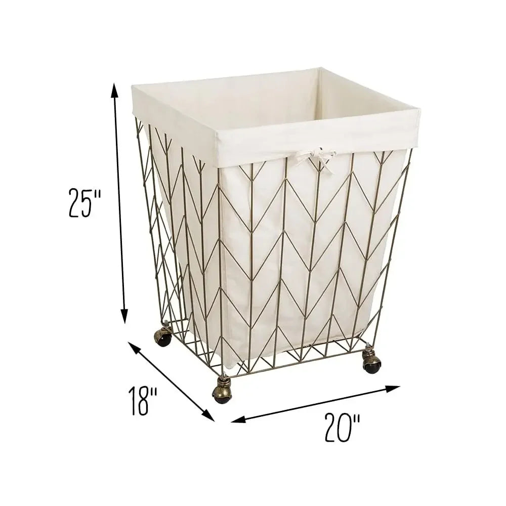 Steel Rolling Laundry Hamper with Removable Cotton Liner