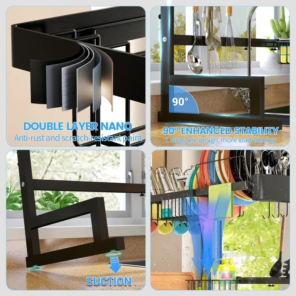 Over The Sink Dish Drying Rack (Adjustable Height/Length)