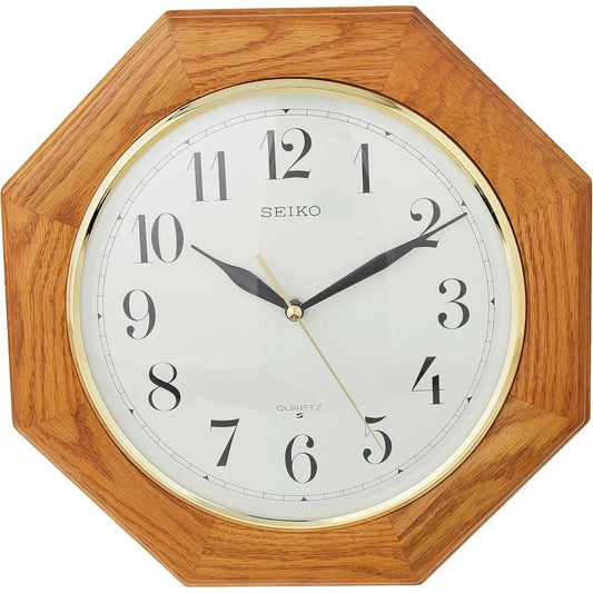 12 Inch Octagonal Solid Oak Wall Clock