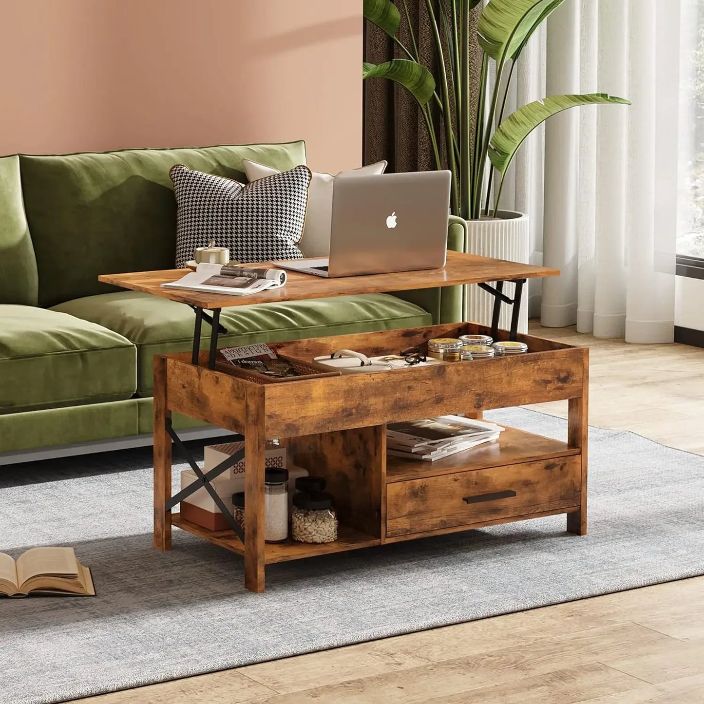 Lift Top Coffee Table with Storage Drawers