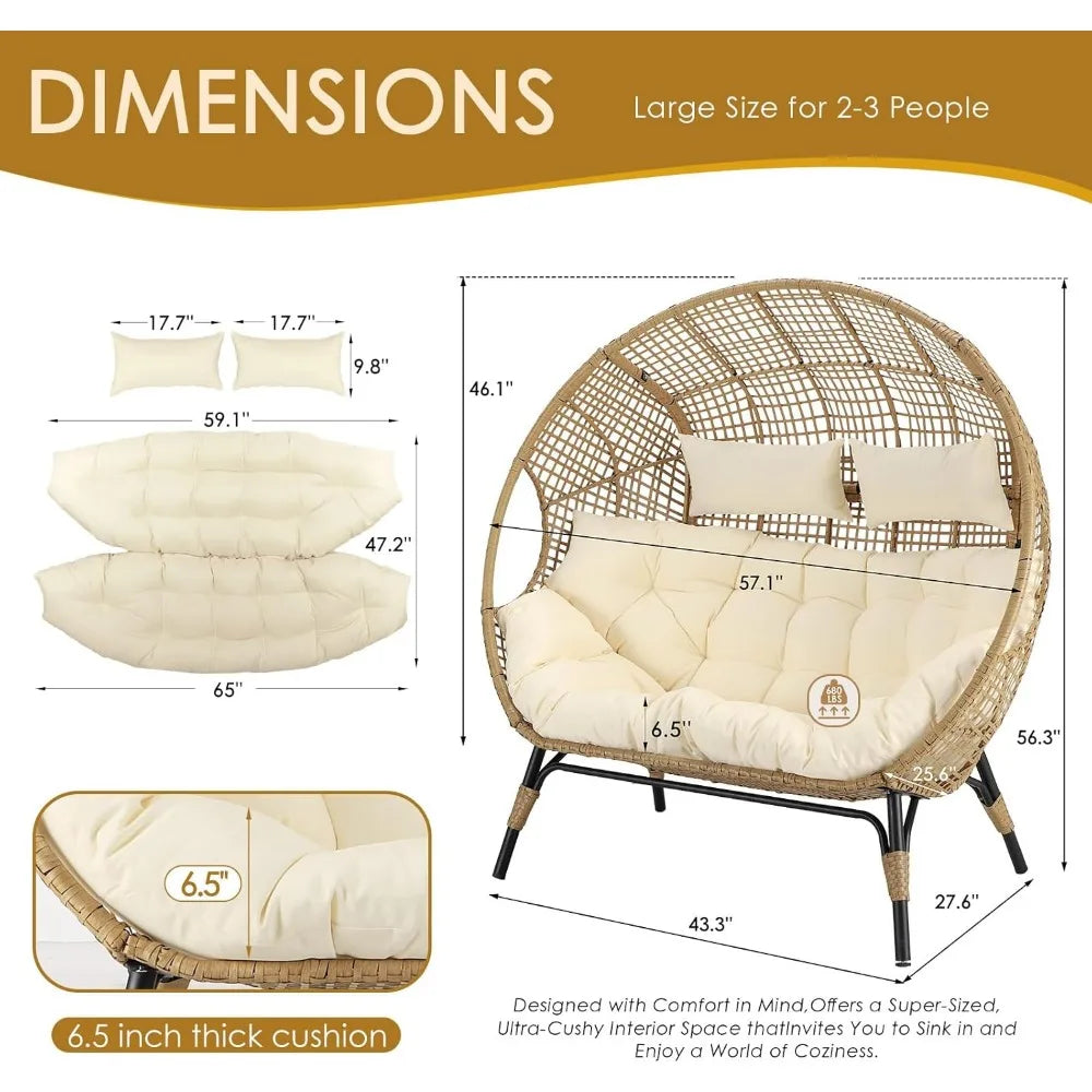 Double Egg Chair Indoor Outdoor Stationary