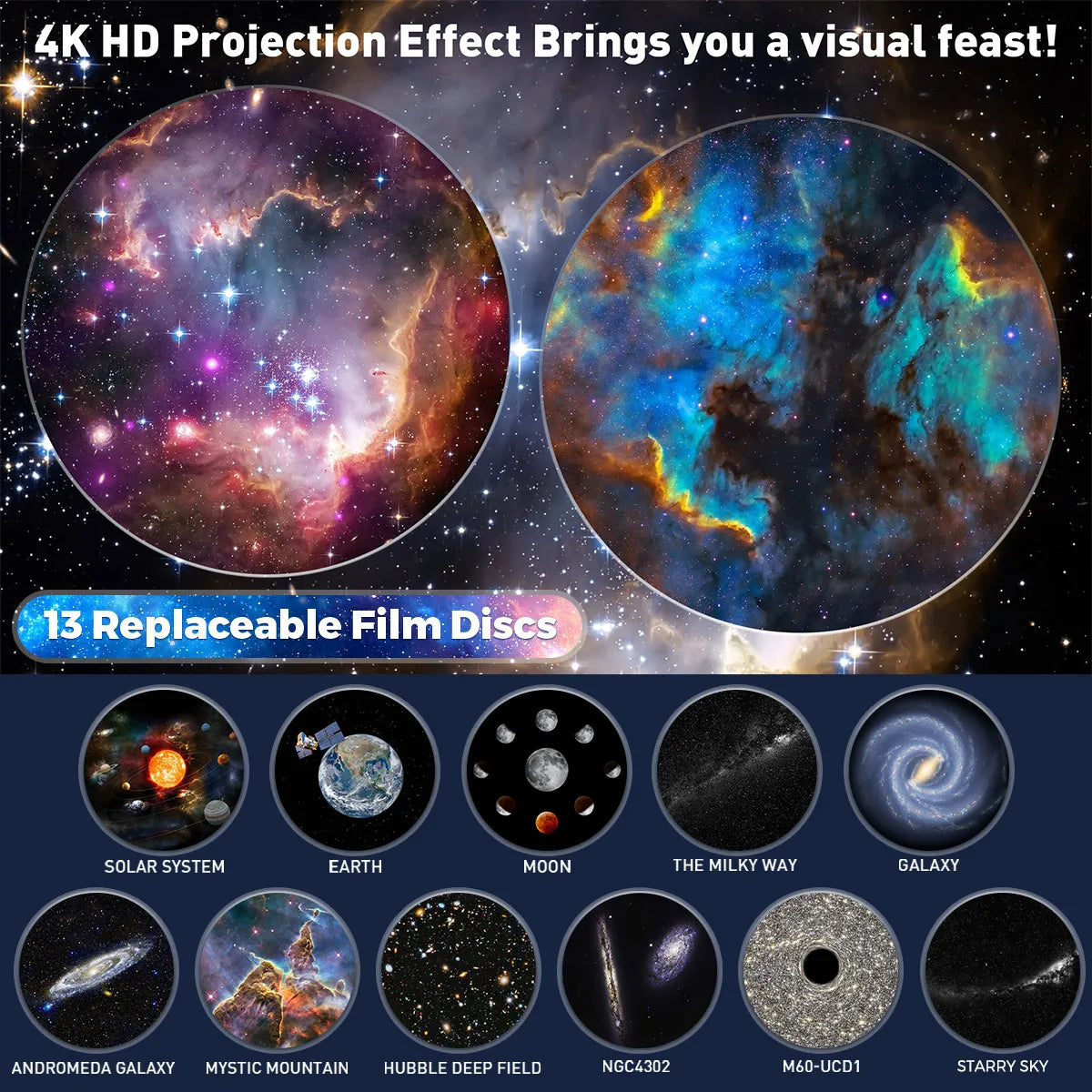 HD Starry Sky Globe Galaxy Projection Night Ligh