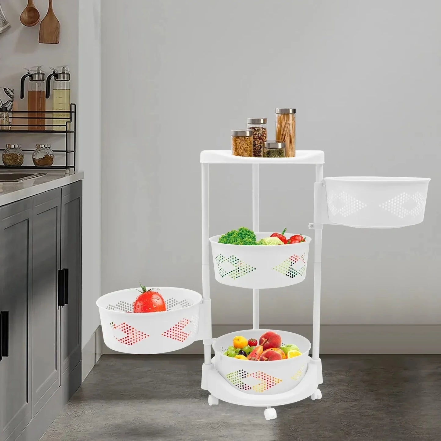 White Storage Basket with Wheels