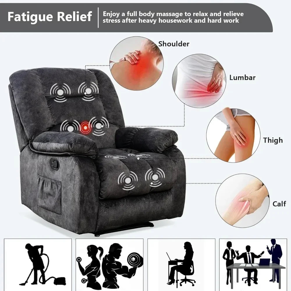 Overstuffed Massage Recliner Chair