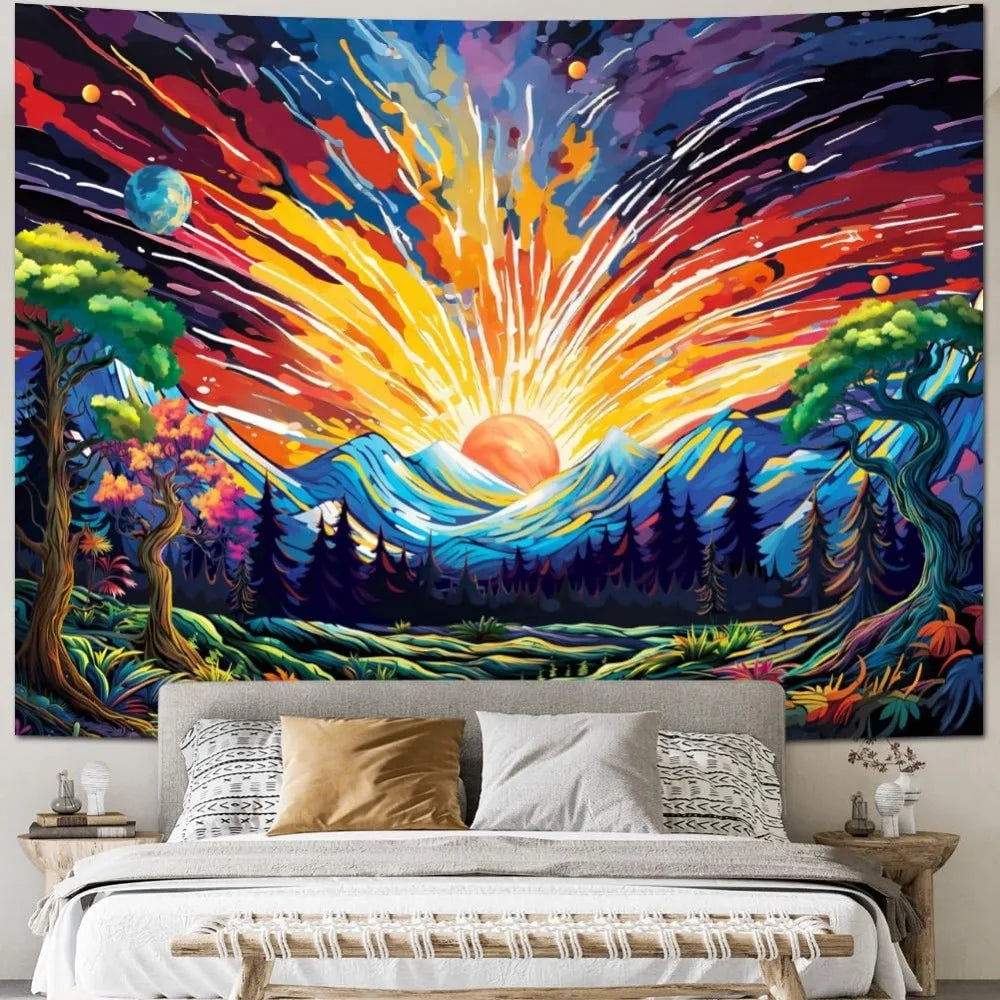 Wall art tapestry, Sun Hill natural landscape