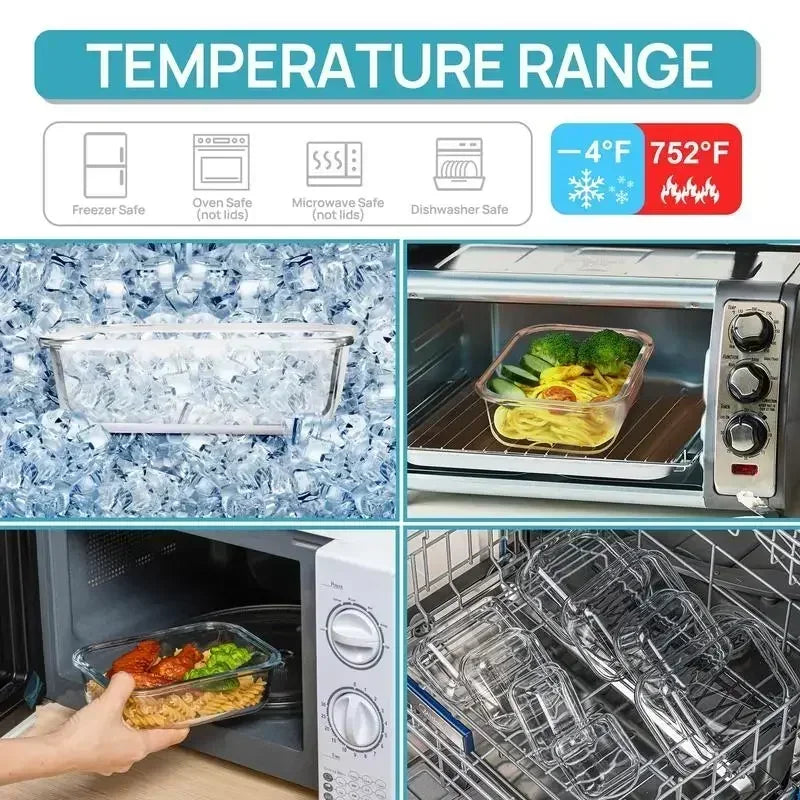 18/15/8 Pack Glass Food Storage Containers with Lids