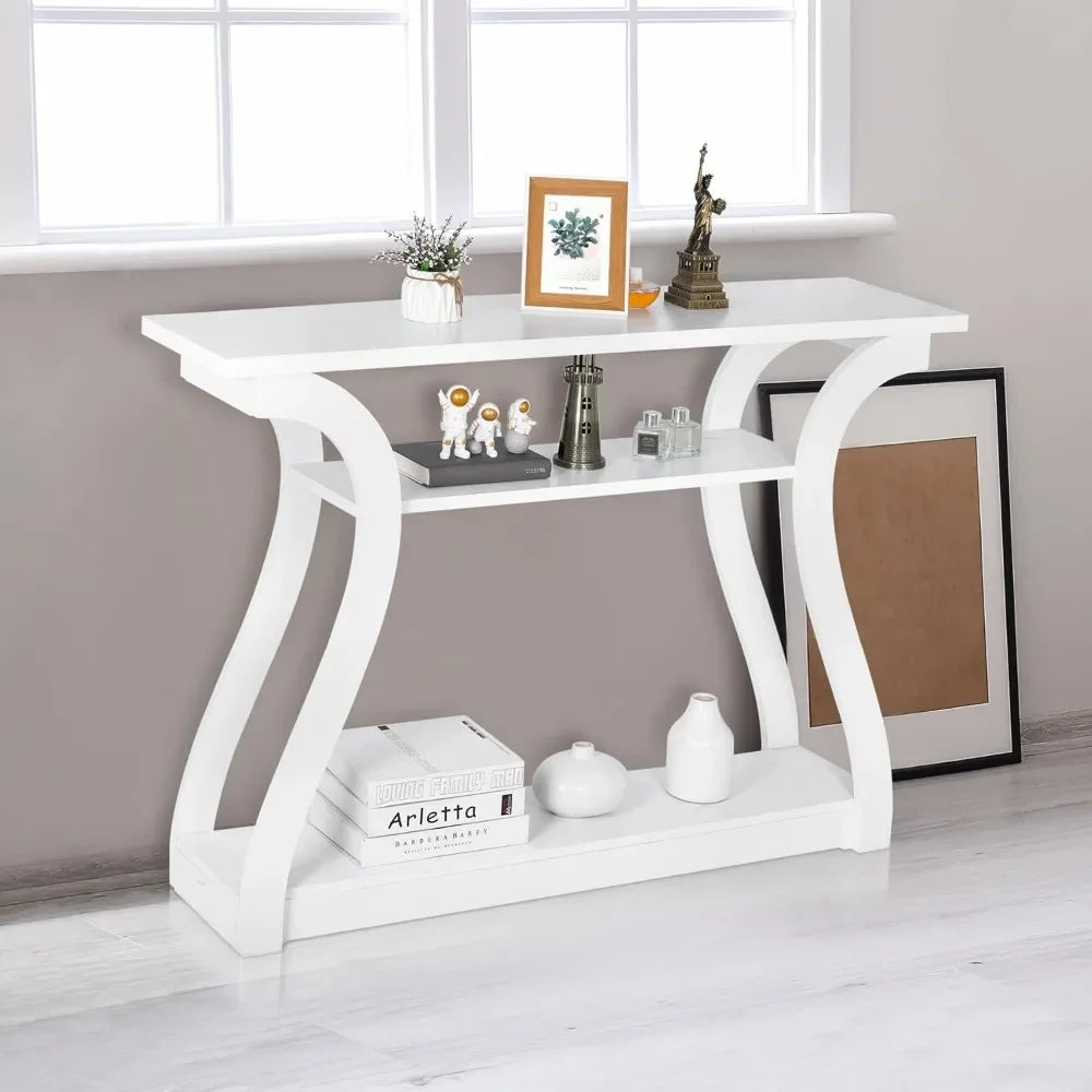 Console Table with 3 Tier Storage Shelves